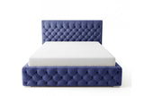Designer Polsterbett Rivo in Samt mit Stauraum – Blau