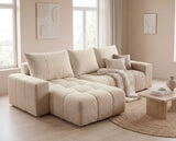 Designer Ecksofa Arvo in Bouclé mit Schlaffunktion & Stauraum – Beige – Links