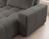 Designer Ecksofa Arvo in Bouclé mit Schlaffunktion & Stauraum – Grau – Rechts