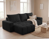 Designer Ecksofa Arvo in Bouclé mit Schlaffunktion & Stauraum – Anthrazit – Links