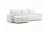 Designer Ecksofa Arvo in Bouclé mit Schlaffunktion & Stauraum – Weiß – Links