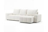Designer Ecksofa Arvo in Bouclé mit Schlaffunktion & Stauraum – Weiß – Rechts