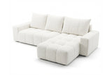 Designer Ecksofa Arvo in Bouclé mit Schlaffunktion & Stauraum – Weiß – Rechts