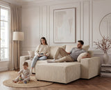 Designer Ecksofa Rino in Cord mit Schlaffunktion & Stauraum – Beige – Links