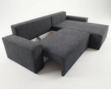 Designer Ecksofa Rino in Cord mit Schlaffunktion & Stauraum – Grau – Links