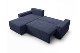 Designer Ecksofa Rino in Cord mit Schlaffunktion & Stauraum – Blau – Rechts