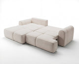Designer Ecksofa Corso in Samt mit Schlaffunktion & Stauraum – Beige – Links