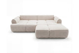 Designer Ecksofa Corso in Samt mit Schlaffunktion & Stauraum – Beige – Rechts