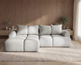 Designer Ecksofa Corso in Samt mit Schlaffunktion & Stauraum – Hellgrau – Links