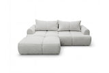 Designer Ecksofa Corso in Samt mit Schlaffunktion & Stauraum – Hellgrau – Links