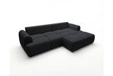 Designer Ecksofa Corso in Samt mit Schlaffunktion & Stauraum – Schwarz – Rechts