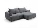Designer Ecksofa Corso in Samt mit Schlaffunktion & Stauraum – Grau – Rechts