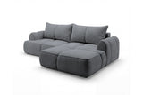 Designer Ecksofa Corso in Samt mit Schlaffunktion & Stauraum – Grau – Rechts