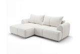 Designer Ecksofa Corso in Samt mit Schlaffunktion & Stauraum – Weiß – Links