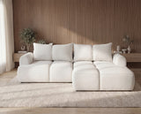 Designer Ecksofa Corso in Samt mit Schlaffunktion & Stauraum – Weiß – Rechts