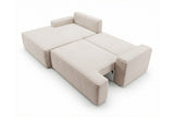 Designer Ecksofa Frido in Samt mit Schlaffunktion & Stauraum – Beige – Links