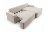 Designer Ecksofa Frido in Samt mit Schlaffunktion & Stauraum – Beige – Rechts
