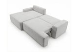 Designer Ecksofa Frido in Samt mit Schlaffunktion & Stauraum – Hellgrau – Links
