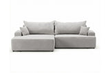 Designer Ecksofa Frido in Samt mit Schlaffunktion & Stauraum – Hellgrau – Links