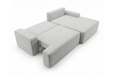 Designer Ecksofa Frido in Samt mit Schlaffunktion & Stauraum – Hellgrau – Rechts