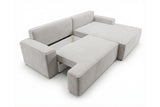 Designer Ecksofa Frido in Samt mit Schlaffunktion & Stauraum – Hellgrau – Rechts
