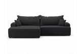 Designer Ecksofa Frido in Samt mit Schlaffunktion & Stauraum – Schwarz – Links