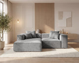Designer Ecksofa Reno in Samt – Grau – Links