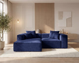 Designer Ecksofa Reno in Samt – Blau – Links