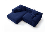 Designer Ecksofa Reno in Samt – Blau – Links