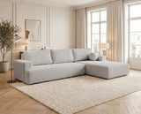 Designer Ecksofa Vanto in Bouclé – Sand – Rechts