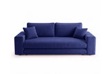 Designer 3 Sitzer Sofa Nilo in Samt mit Schlaffunktion & Stauraum – Blau
