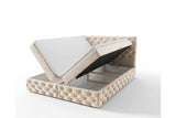 Boxspringbett Castella Samt mit Stauraum – Beige