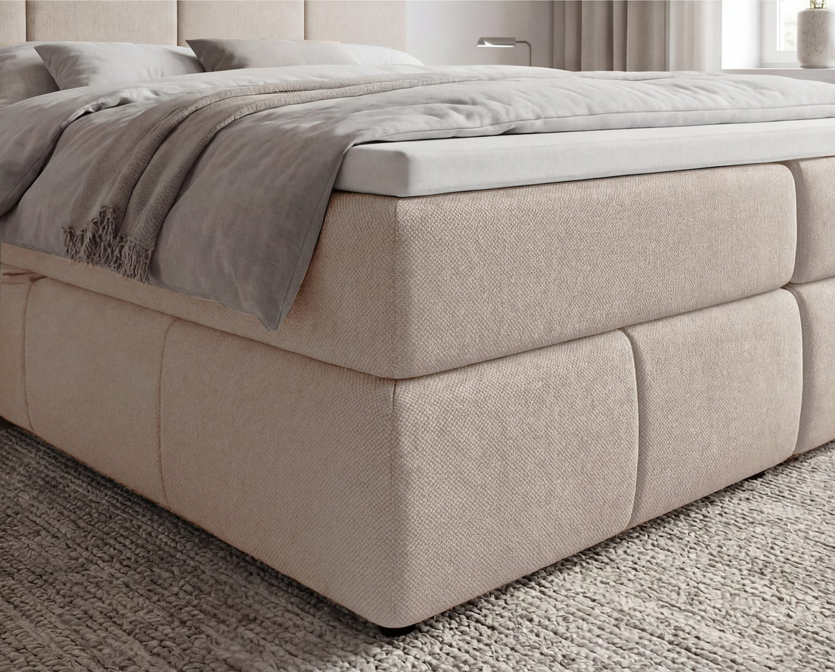 Boxspringbett Laguna Stoff mit Stauraum – Beige
