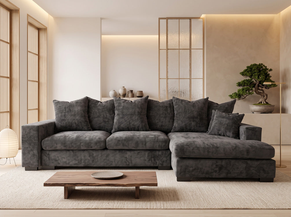 Designer Sofa Selena L mit Schlaffunktion in Strukturstoff