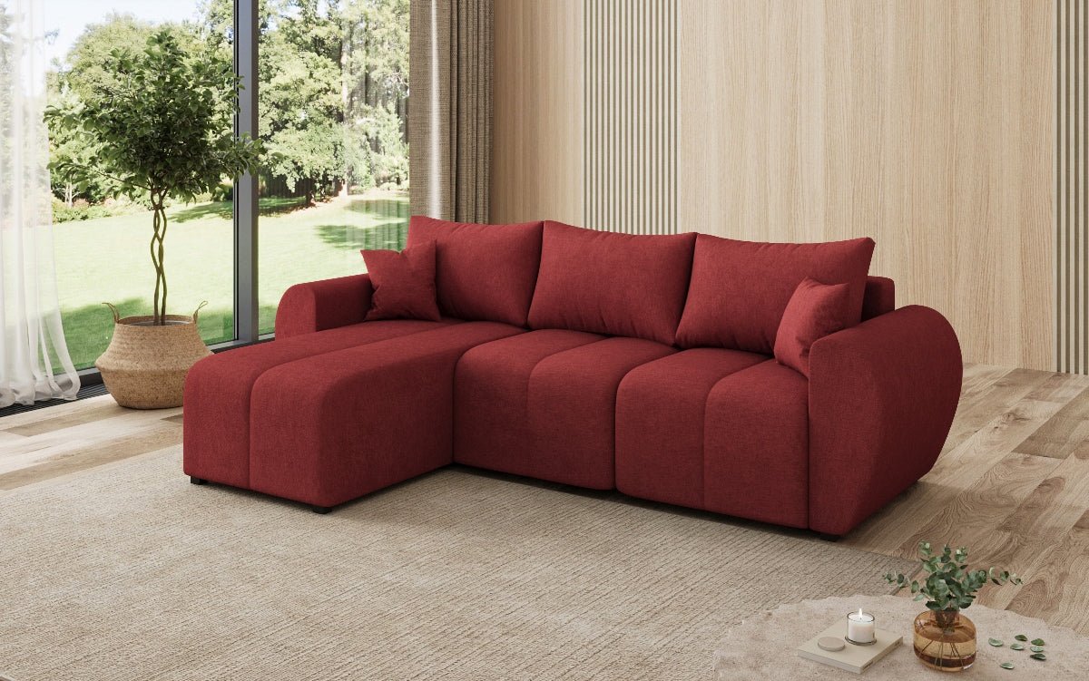 Designer Sofa Sorella L mit Schlaf- und Klappfunktion in Stoff