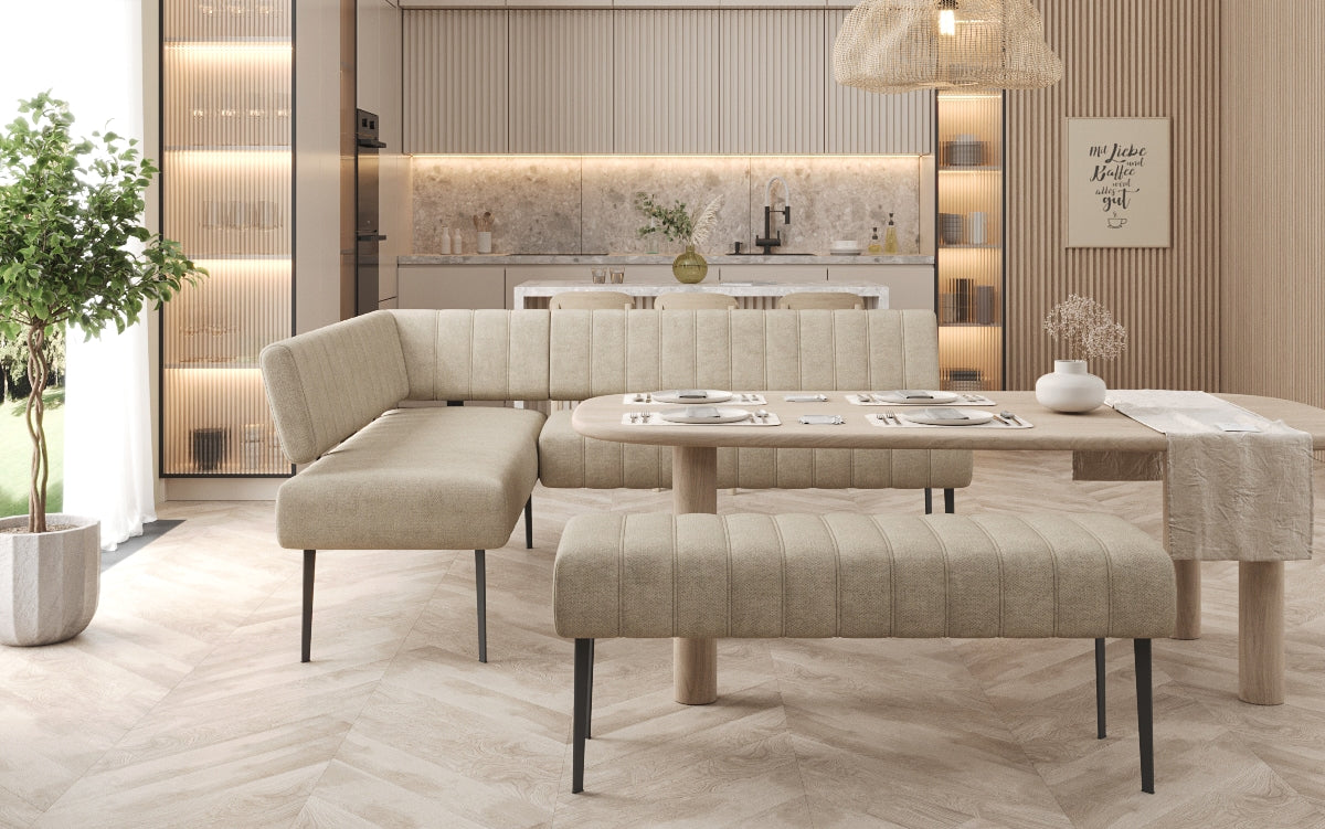 Gepolsterte Essbank Montero aus robustem Stoff mit Metallbeinen