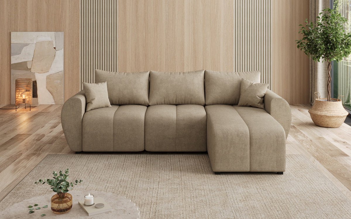 Designer Sofa Sorella L mit Schlaf- und Klappfunktion in Stoff