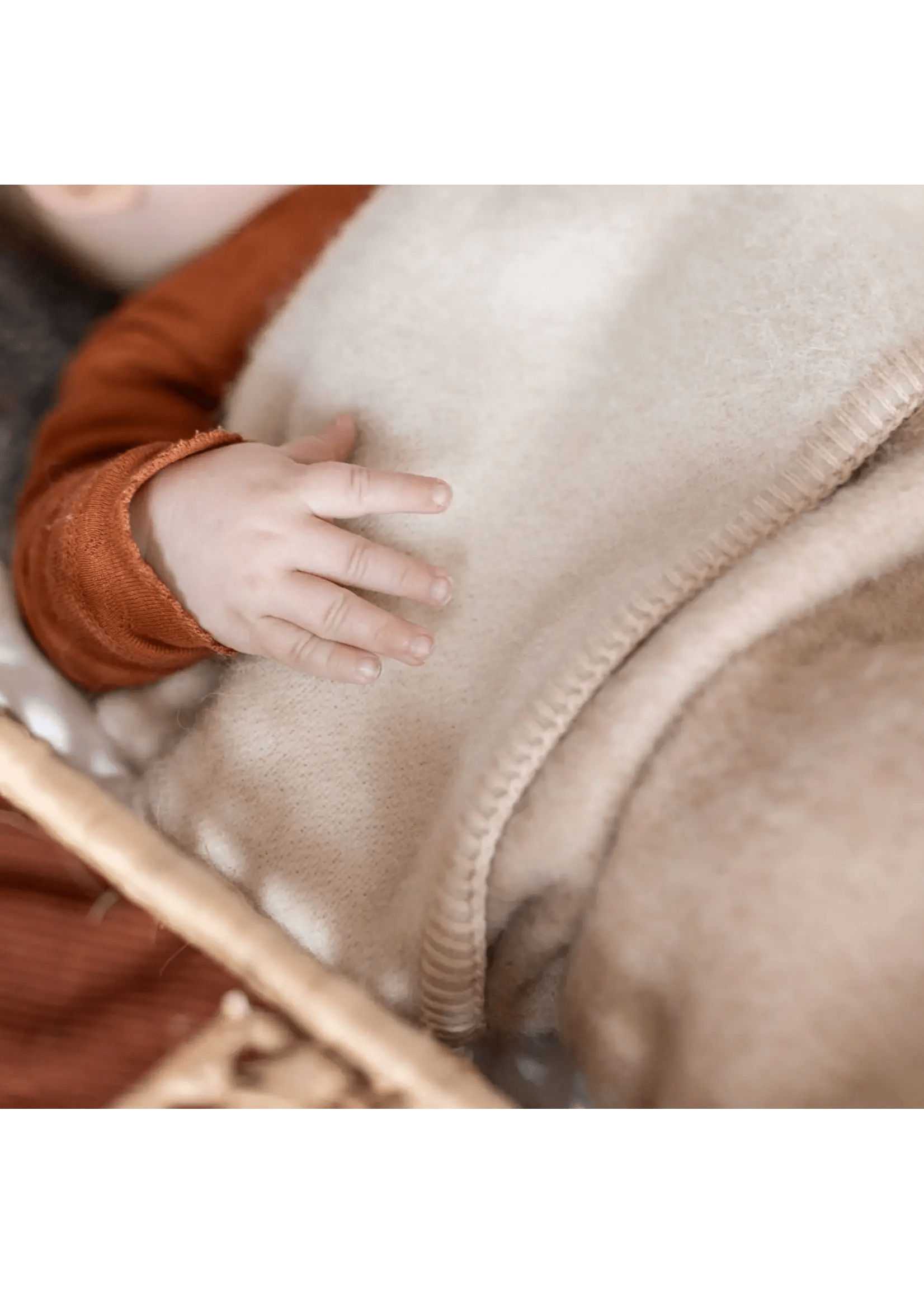 Babydecke aus reiner Alpakawolle - Beige & Grau - 95x75 cm