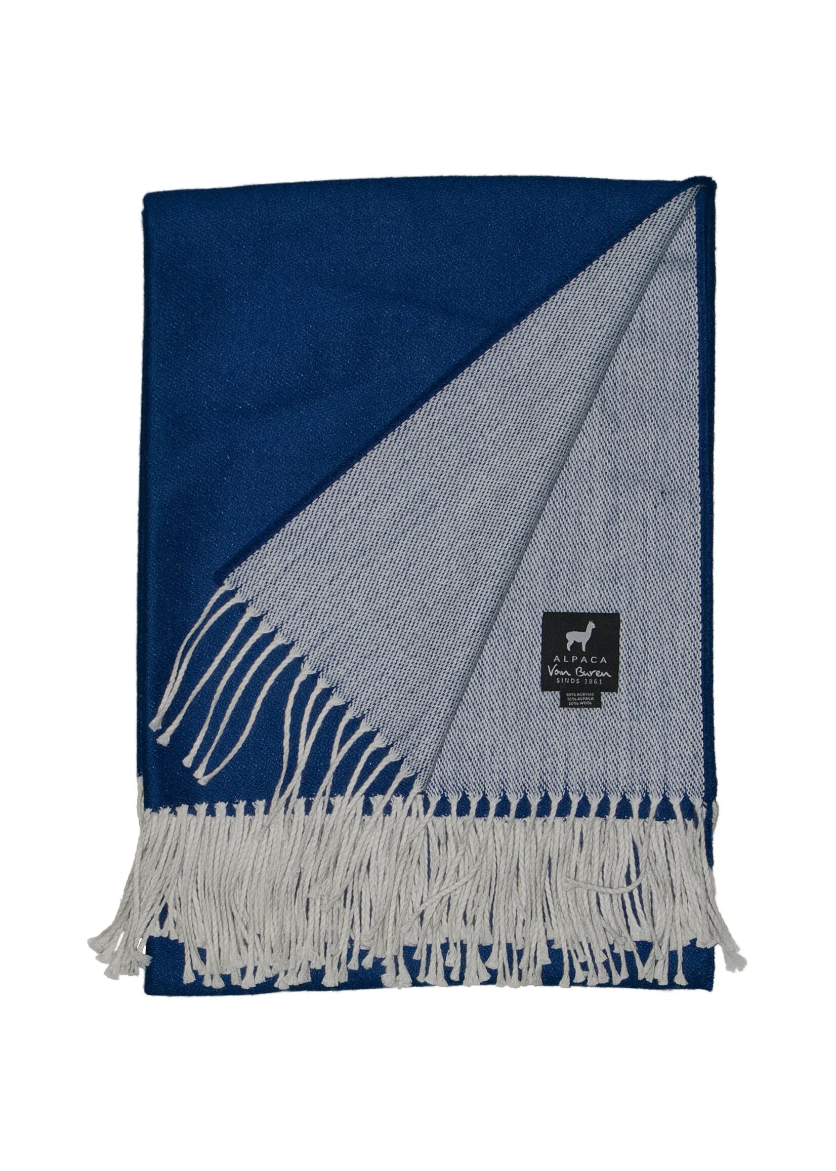 Leichte Alpaka Tagesdecke Kaia - Reine Alpakawolle in Blau - 175x135 cm