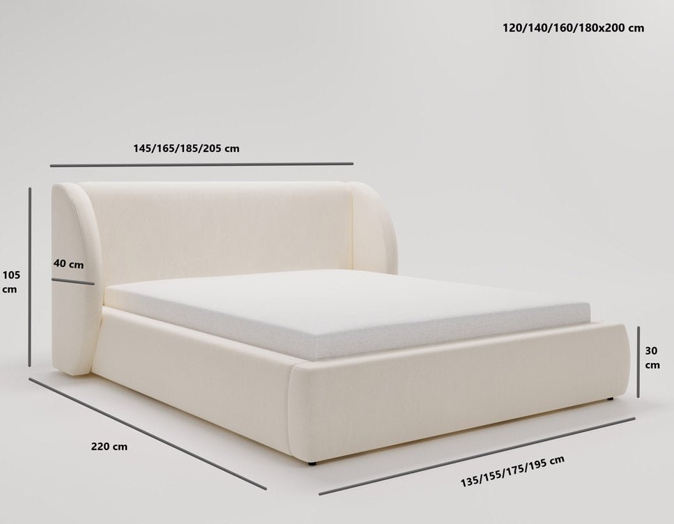 Designer Polsterbett Monaco in Samt mit Stauraum