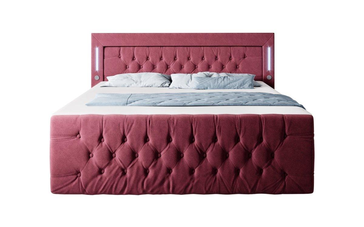 Boxspringbett Charme mit LED, USB und Stauraum (4 Schubladen) - Luxusbetten24
