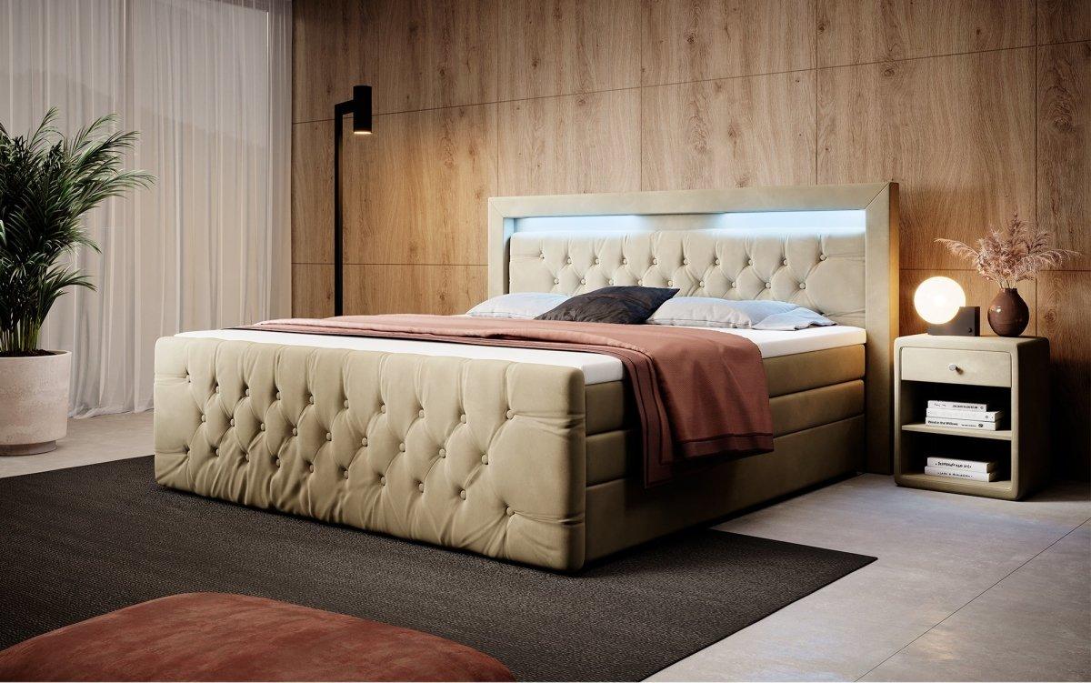 Boxspringbett Gloria mit LED und Stauraum - Luxusbetten24