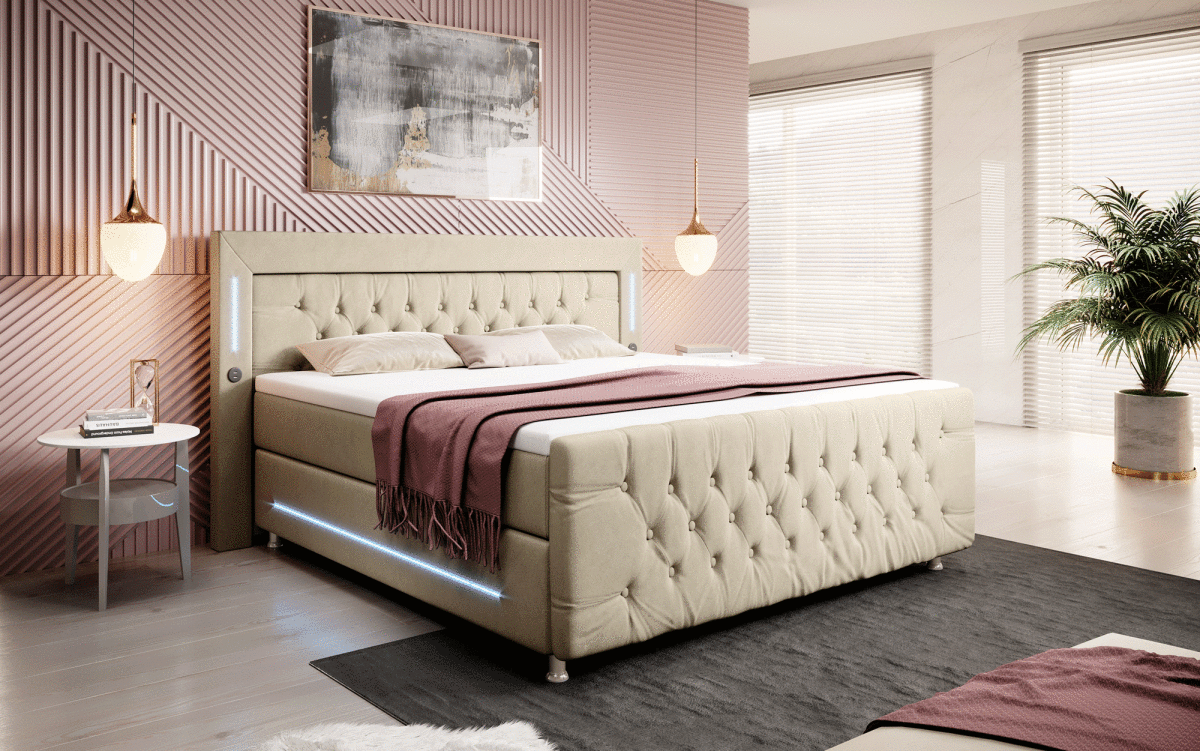 Boxspringbett Paradise mit LED und Füßen - Luxusbetten24