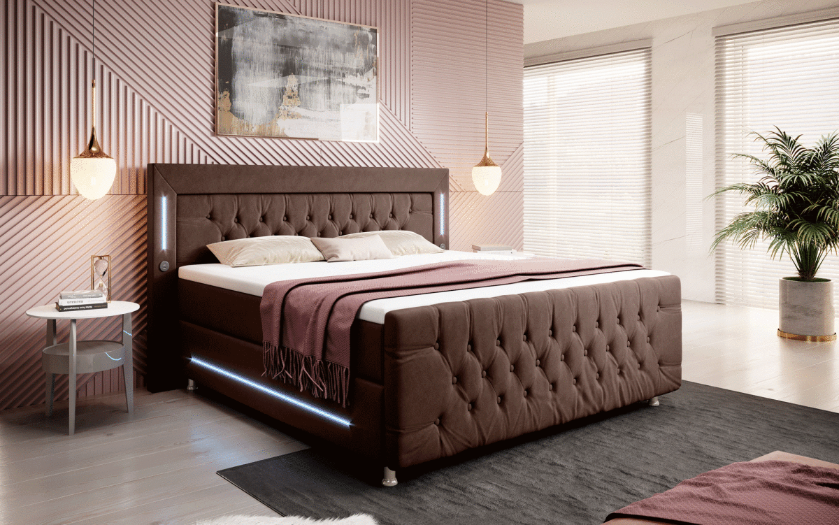 Boxspringbett Paradise mit LED und Füßen - Luxusbetten24