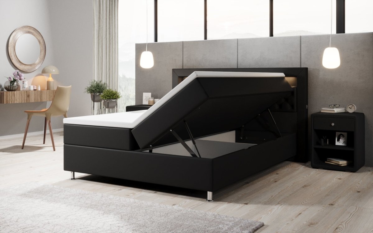 Boxspringbett Tesero mit USB, RGB und Stauraum - Luxusbetten24