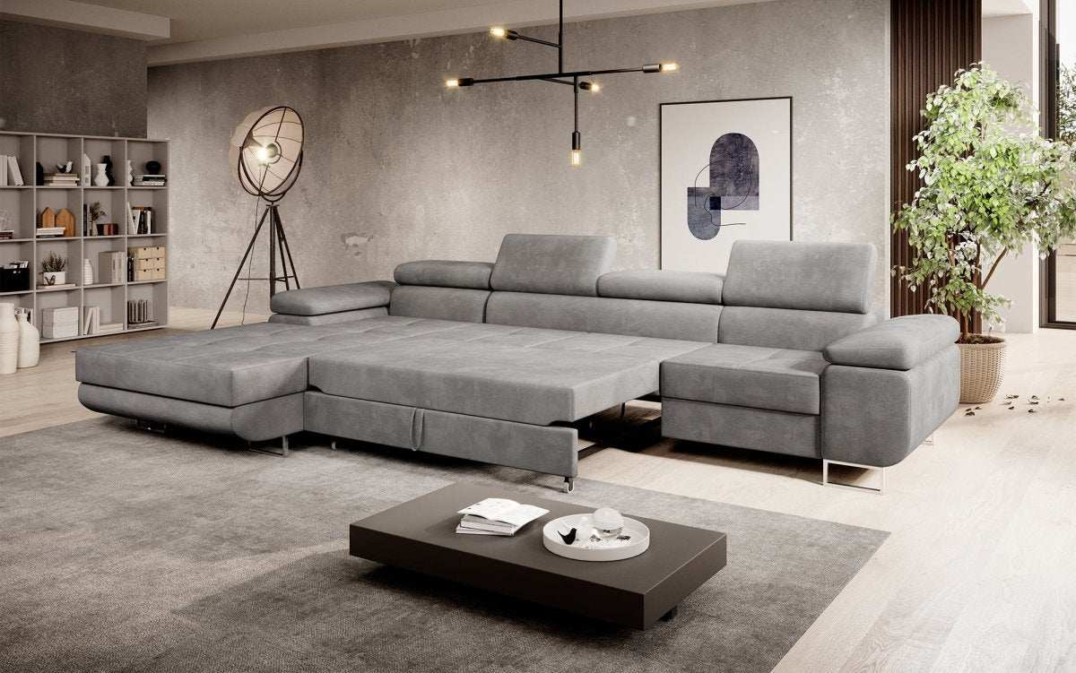 Designer Sofa Alonzo Maxi mit Schlaf- und Klappfunktion (Samt) - Luxusbetten24