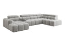 Designer Sofa Wohnlandschaft Mia mit elektrischer Sitzerweiterung in Chenille