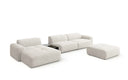 Designer Ecksofa Calm mit Beistellhocker und Beistelltisch in Bouclé