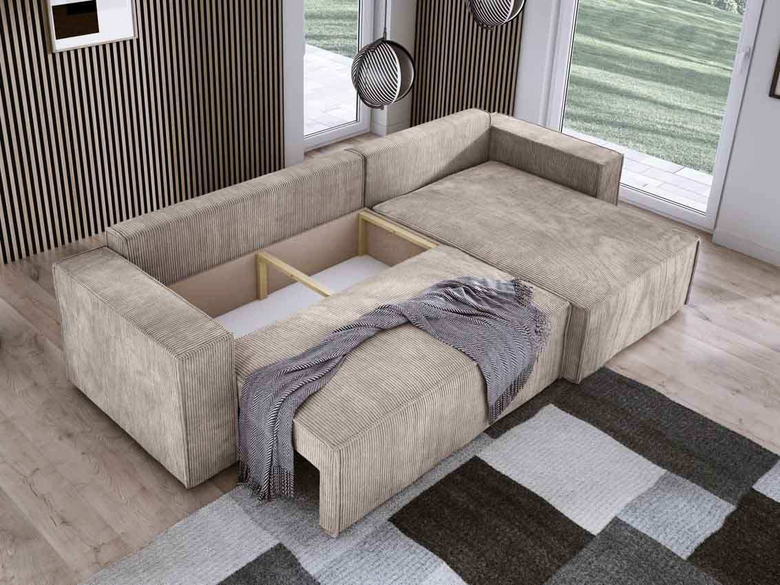 Designer Sofa Velanova mit Schlaffunktion und Stauraum