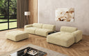 Designer Ecksofa Calm mit Beistellhocker und Beistelltisch in Bouclé